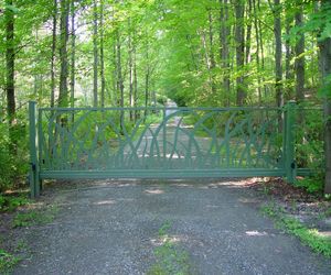 This iron gate has a highly customized design made to look like grass. Designed by Tri State Gate, New York.
