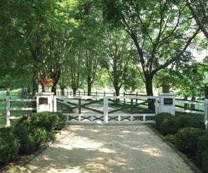 Traditional farm wooden gates with white and green paint, by Tri State Gate, New York